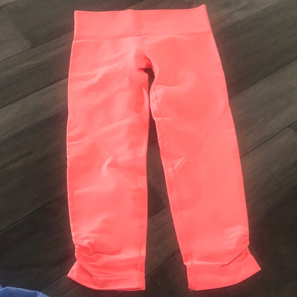 lululemon athletica Pants - Lululemon light neon tangerine cropped yoga pants lululemon athletica Pants - Lululemon light neon tangerine cropped yoga pants